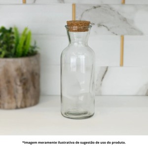 GARRAFA DE VIDRO COM TAMPA ROLHA 580ML - REF. 220111