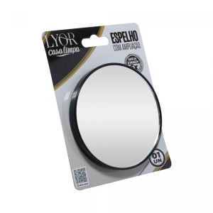 ESPELHO REDONDO ACRILICO C/ AMPLIACAO 5X PRETO 8,5CM - REF.220122