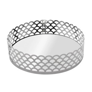 BANDEJA DE METAL COM ESPELHO ARLES PRATEADA 18,5CMX5CM - REF. 220776