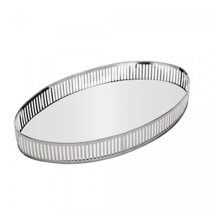 BANDEJA DE METAL C/ ESPELHO BERLIN PRATEADA 26CMX12CMX5CM - REF. 220779