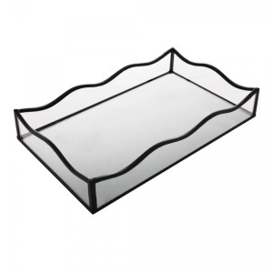 BANDEJA C/ ESPELHO OCEAN PRETA 20CMX30CMX4CM - REF.221020
