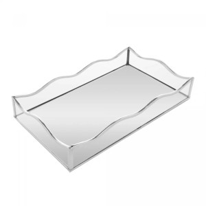 BANDEJA C/ ESPELHO OCEAN PRATEADA 20CMX30CMX4CM - REF. 221021