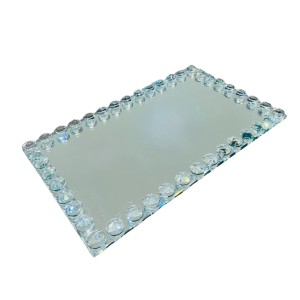 BANDEJA DE VIDRO RETANGULAR COM STRASS - REF. ACR-09