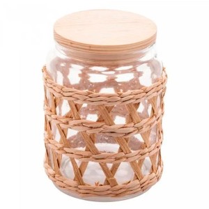 Pote de Vidro C/ Tampa de Madeira Sisal 750ml - Ref.29123