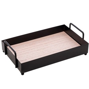 BAND. DE METAL C/ FUNDO MDF E ALÇA RET. PRETO FOSCO 21CMX13CMX6CM - REF. 2500