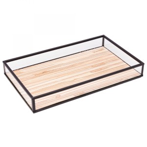 BANDEJA DE METAL PRETA COM PALHA 15CM X 25CM X 3CM - REF. 5627