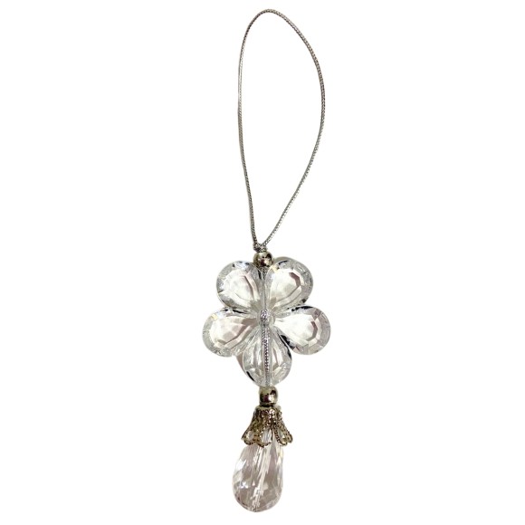 PINGENTE 1 FLOR CRISTAL PRATA - UND