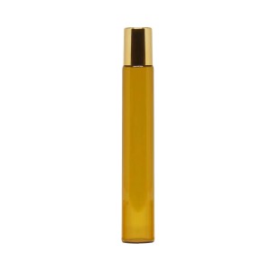 ROLL ON C/ ESFERA DE ACO AMBAR 10ML T/ DOURADA