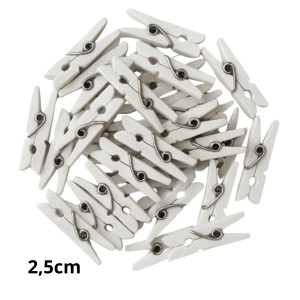MINI PREGADOR DE MADEIRA BRANCO  C/ 50 UNIDADES 2,5CM