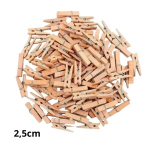 MINI PREGADOR DE MADEIRA NATURAL C/ 50 UNIDADES 2,5CM
